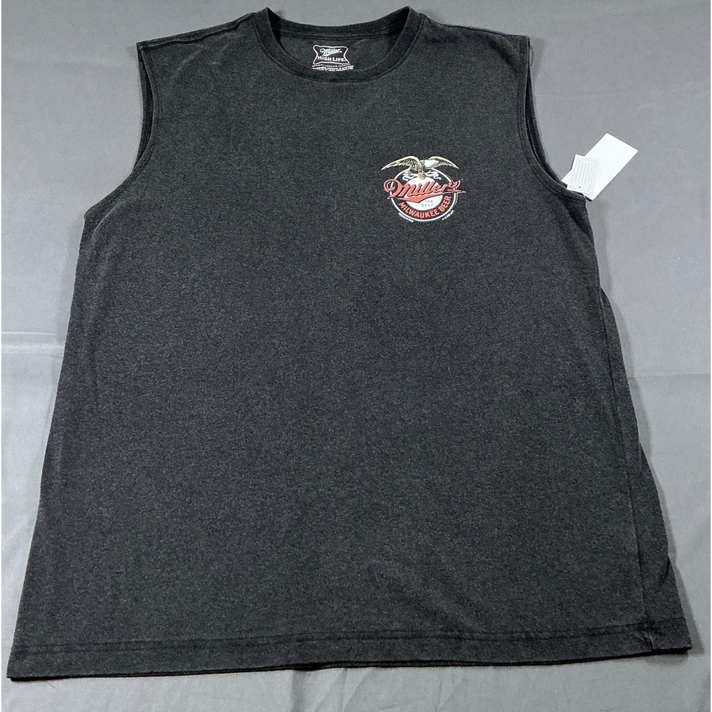 Miller High Life Charcoal Heather Sleeveless Graphic Muscle Tee Mens M New